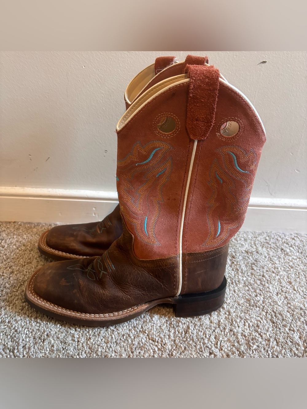 Cody James Boys Western Boots Brown Leather Square Toe Size 2 - Picture 2 of 7